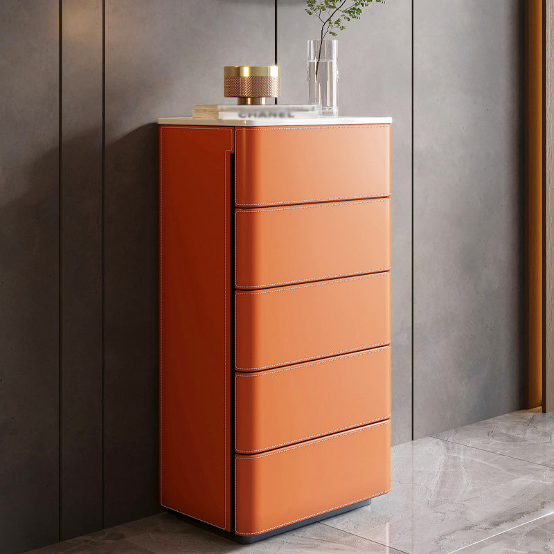 Modern Style Stone Buffet Sideboard 19.6"L Dining Room Buffet Server in Orange