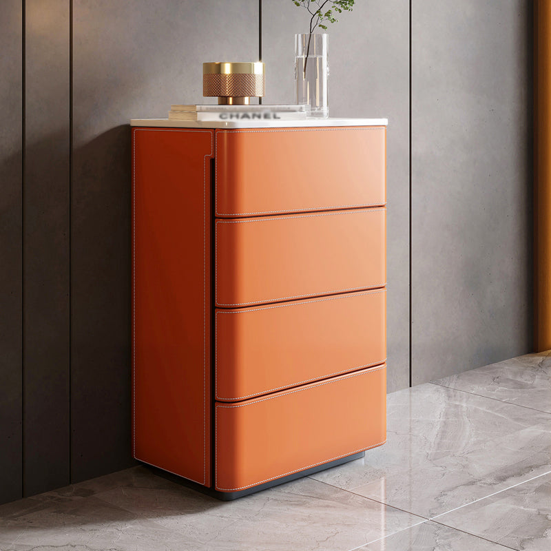 Modern Style Stone Buffet Sideboard 19.6"L Dining Room Buffet Server in Orange