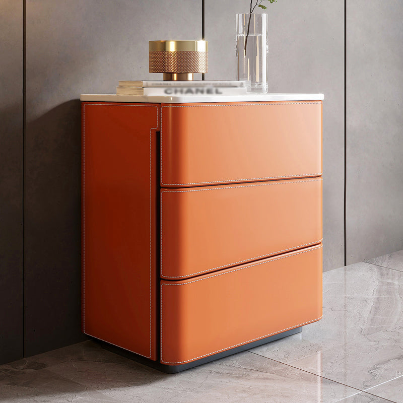 Modern Style Stone Buffet Sideboard 19.6"L Dining Room Buffet Server in Orange