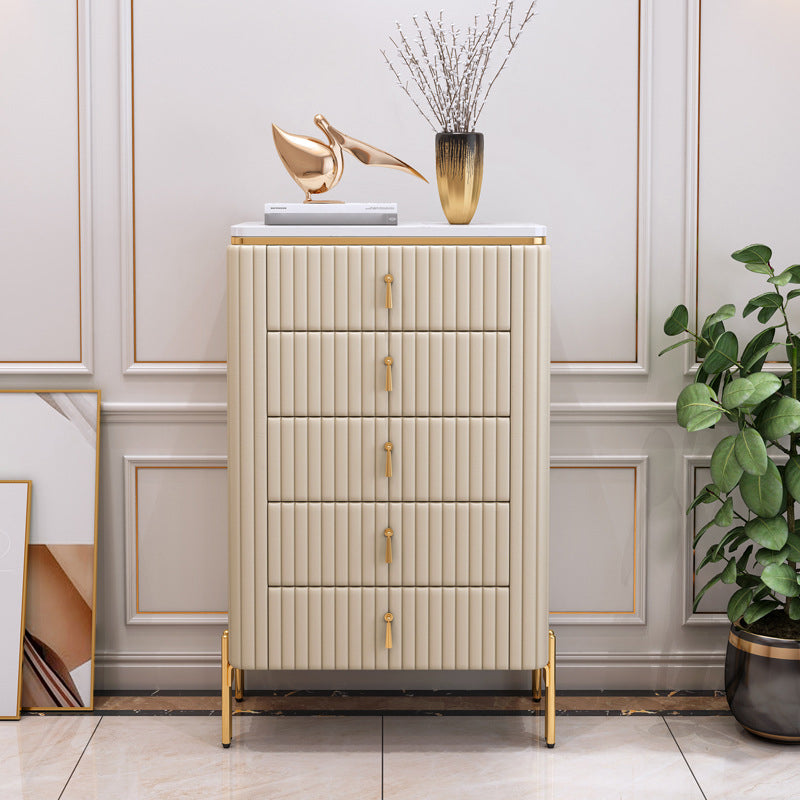 White Sideboard Modern Stone Buffet with Drawer for Dining Room