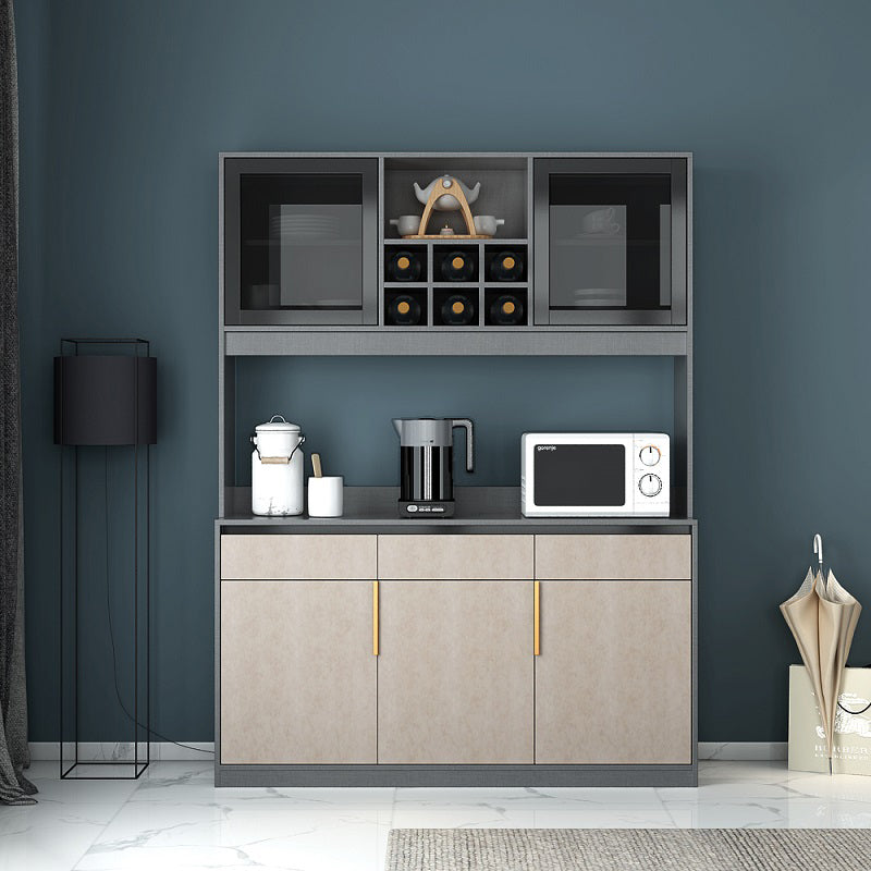 Wood Living Room Sideboard Modern Credenza with Storage and Drawer