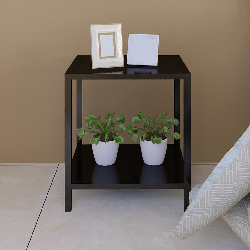 Metal Night Table Lower Shelf Accent Table Nightstand with Legs