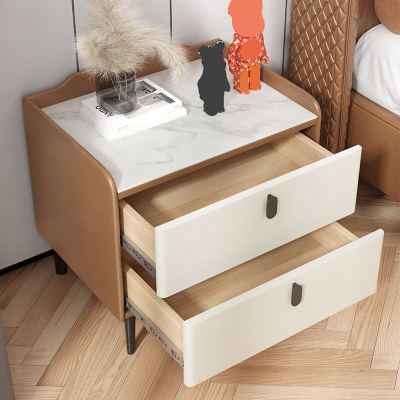 Contemporary Night Table Drawer Storage Bed Nightstand with Legs