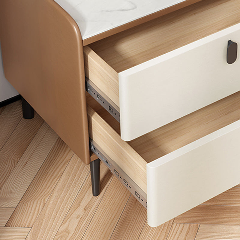 Contemporary Night Table Drawer Storage Bed Nightstand with Legs