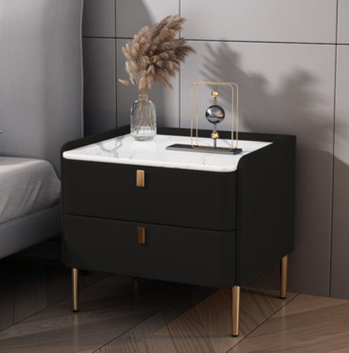 Light Luxury Bed Nightstand 2 Drawers Night Table with Legs for Bedroom