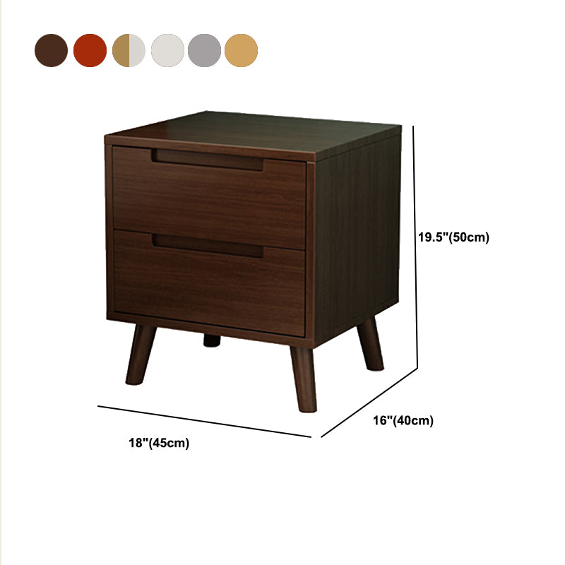 Contemporary Solid Wood Nightstand Drawers Bed Night Table Legs Included