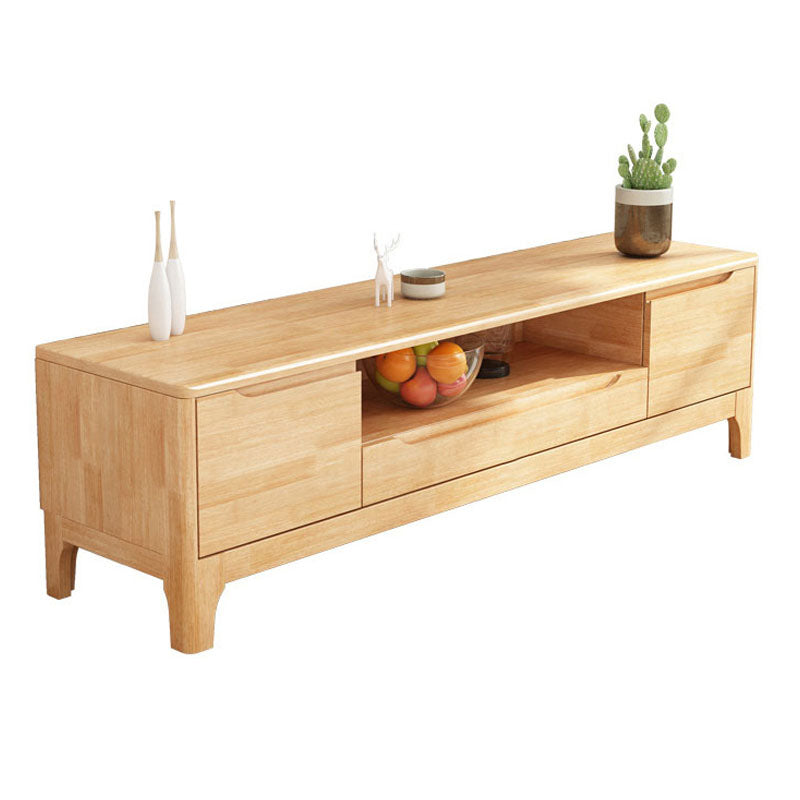 Scandinavian Open Shelf TV Console 2-Cabinet TV Stand with Soft Close Drawers