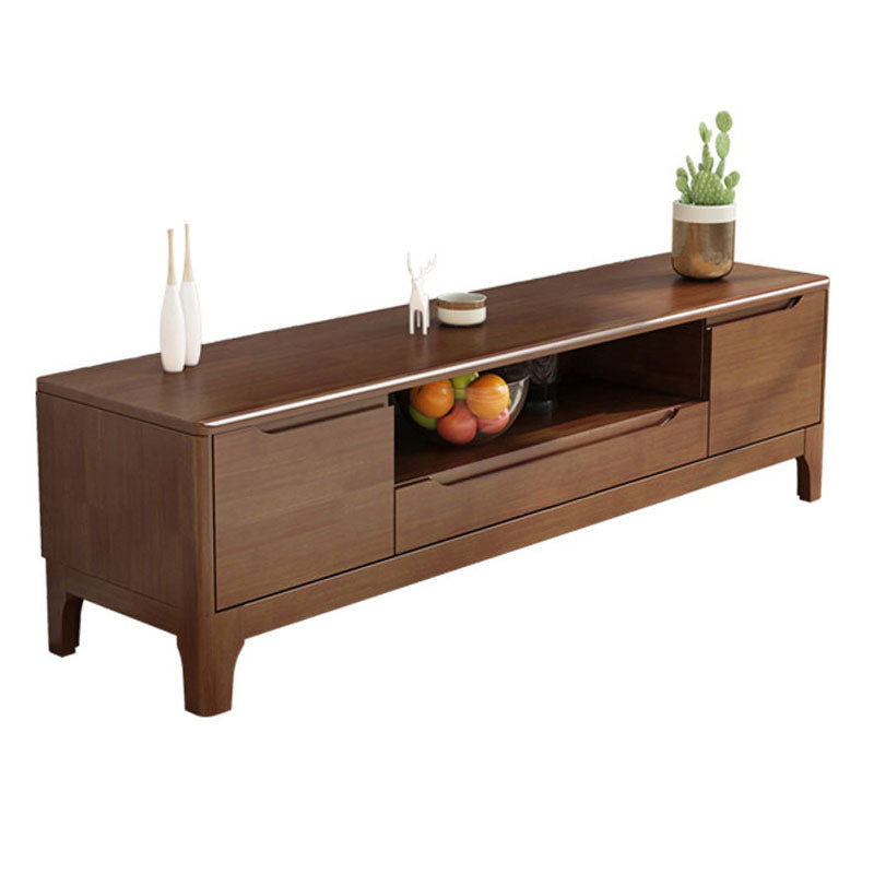 Scandinavian Open Shelf TV Console 2-Cabinet TV Stand with Soft Close Drawers