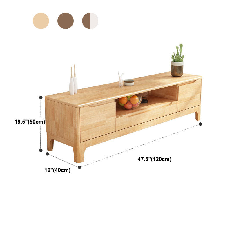 Scandinavian Open Shelf TV Console 2-Cabinet TV Stand with Soft Close Drawers