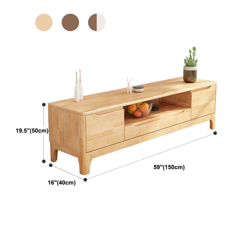 Scandinavian Open Shelf TV Console 2-Cabinet TV Stand with Soft Close Drawers