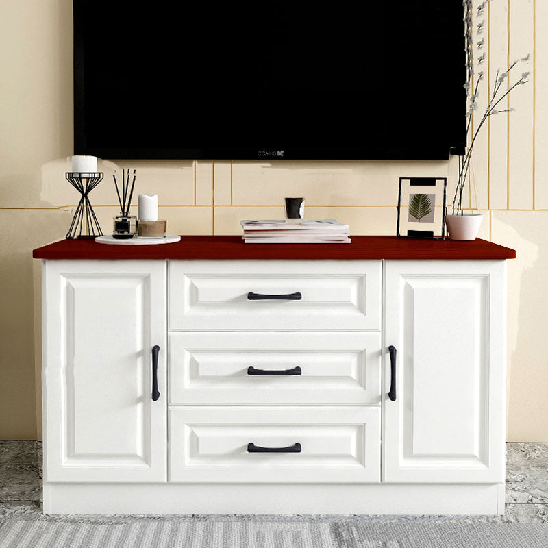 Scandinavian White TV Console Living Room TV Stand with Drawers and Cabinets