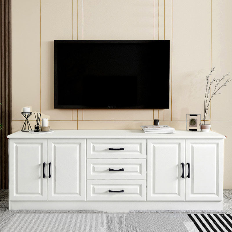 Scandinavian White TV Console Living Room TV Stand with Drawers and Cabinets