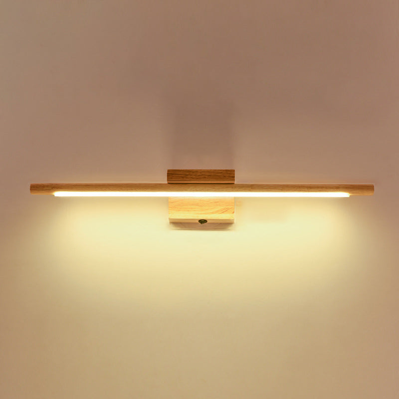 Modern Style Linear Vanity Lighting Fixtures Wood 1 Light Vanity Wall Sconce