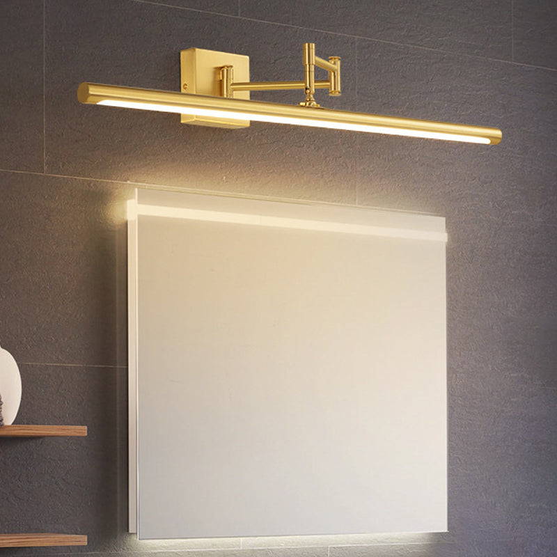 Metal Strip Wall Vanity Light Modern Style 1 Light Vanity Lighting Ideas in Gold