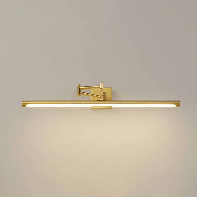 Metal Strip Wall Vanity Light Modern Style 1 Light Vanity Lighting Ideas in Gold