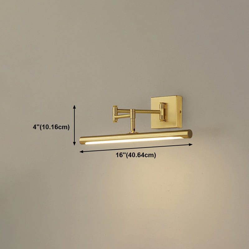 Metal Strip Wall Vanity Light Modern Style 1 Light Vanity Lighting Ideas in Gold