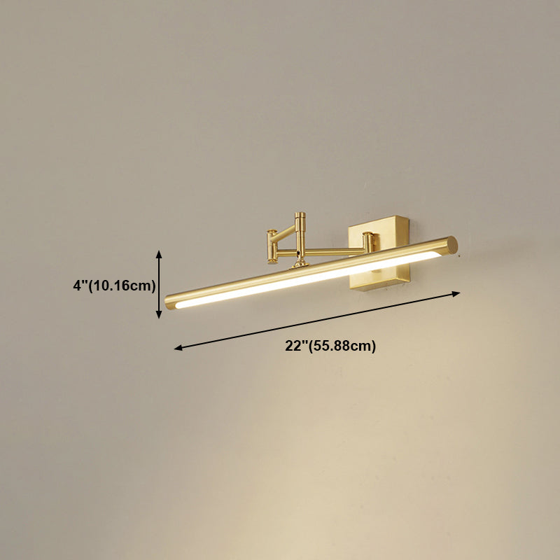 Metal Strip Wall Vanity Light Modern Style 1 Light Vanity Lighting Ideas in Gold