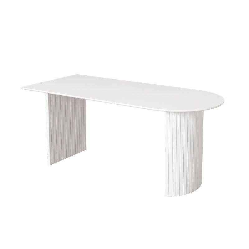 Contemporary Half-Circle Office Desk White Writing Desk for Home