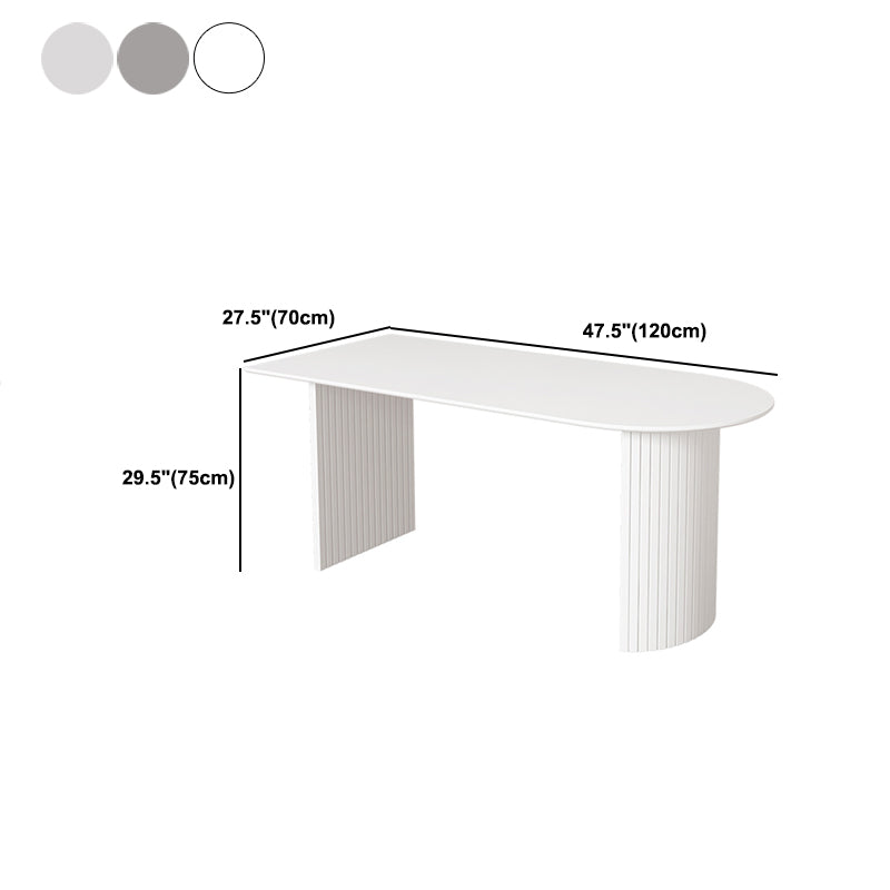 Contemporary Half-Circle Office Desk White Writing Desk for Home