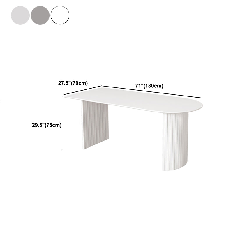 Contemporary Half-Circle Office Desk White Writing Desk for Home