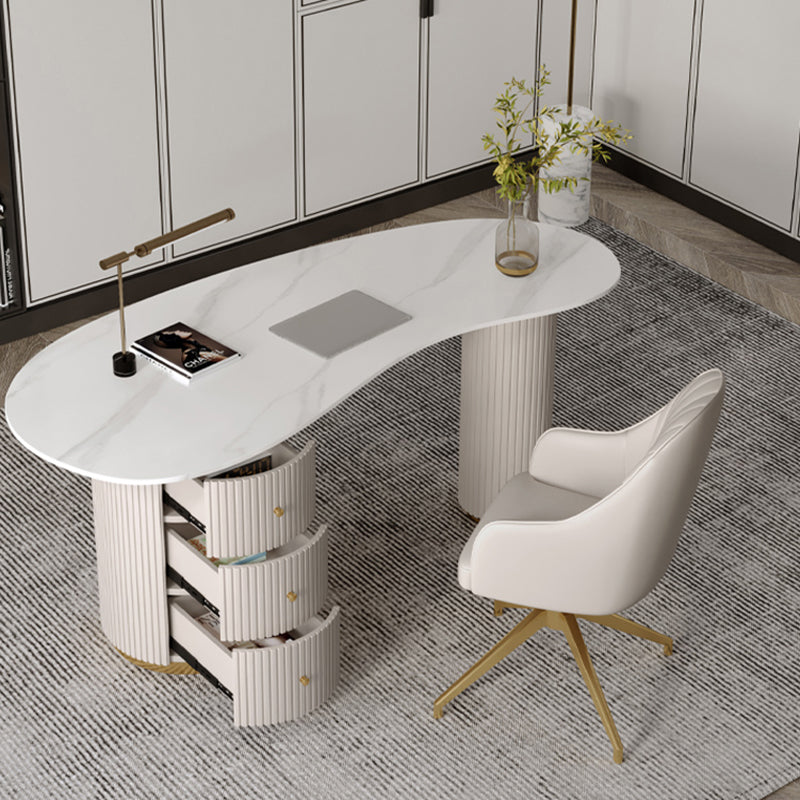 Modern & Contemporary Office Desk Curved Laptop Table with Drawers