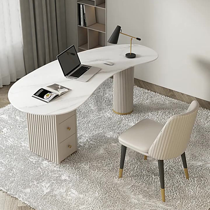 Modern & Contemporary Office Desk Curved Laptop Table with Drawers