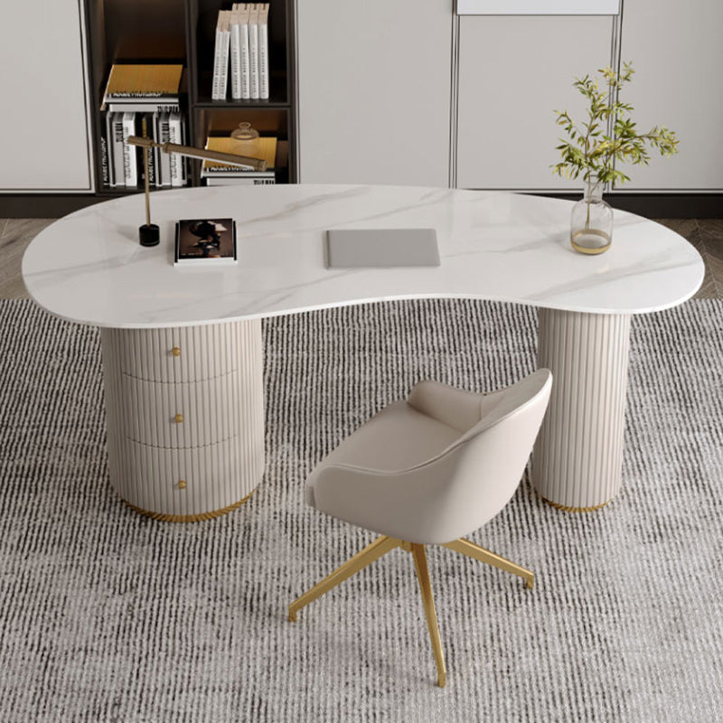 Modern & Contemporary Office Desk Curved Laptop Table with Drawers