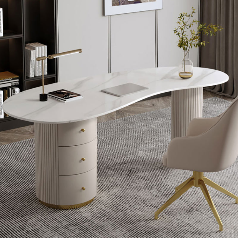 Modern & Contemporary Office Desk Curved Laptop Table with Drawers