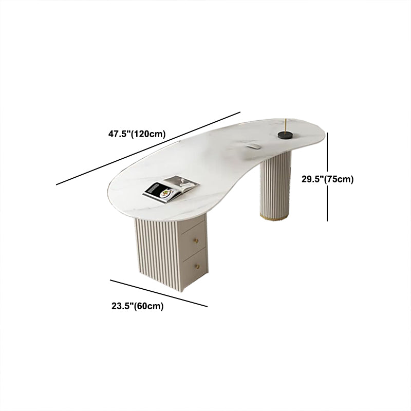 Modern & Contemporary Office Desk Curved Laptop Table with Drawers