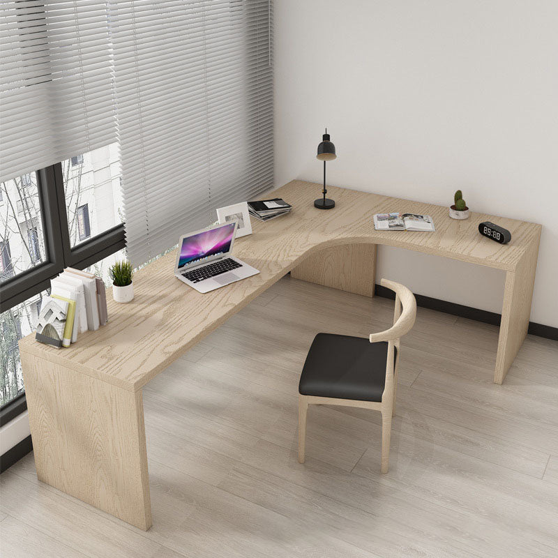 Modern Solid Wood L-Shape Office Desk Home Corner Writing Desk