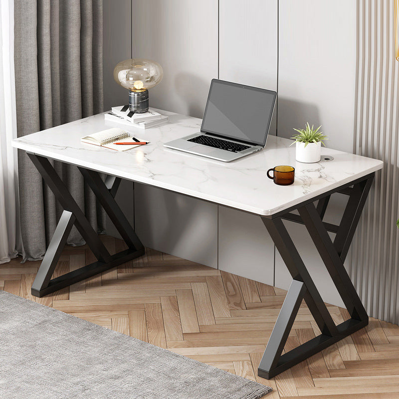 Modern Rectangular Office Desk Artificial Wood Writing Desk with Sled Base