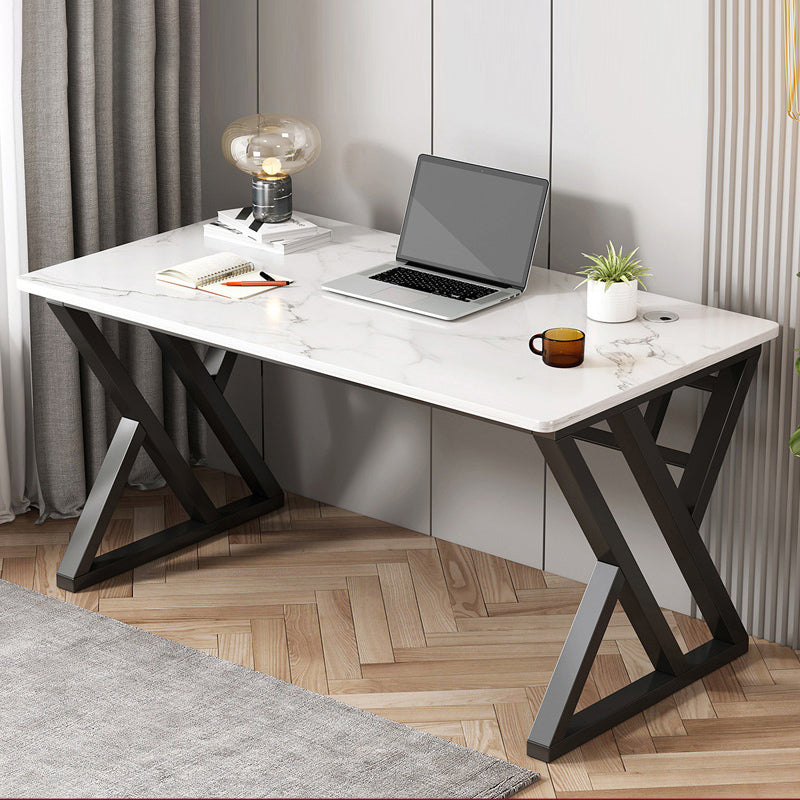 Modern Rectangular Office Desk Artificial Wood Writing Desk with Sled Base