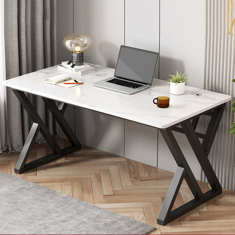 Modern Rectangular Office Desk Artificial Wood Writing Desk with Sled Base