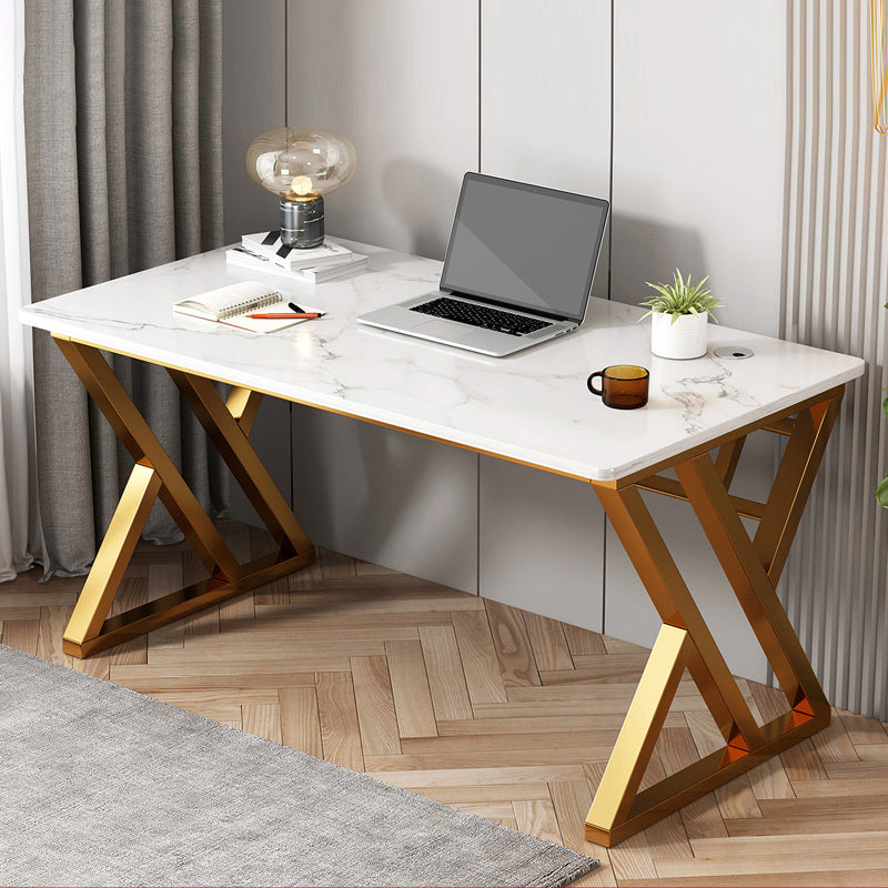 Modern Rectangular Office Desk Artificial Wood Writing Desk with Sled Base