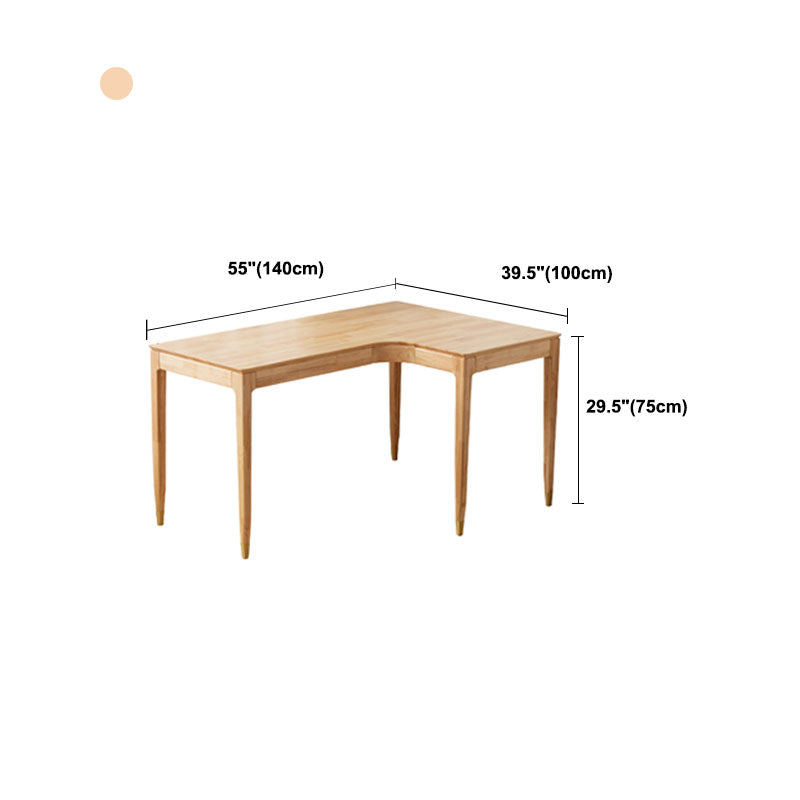 L-shape Solid Wood Office Desk Modern Corner Writing Desk with 4 Legs