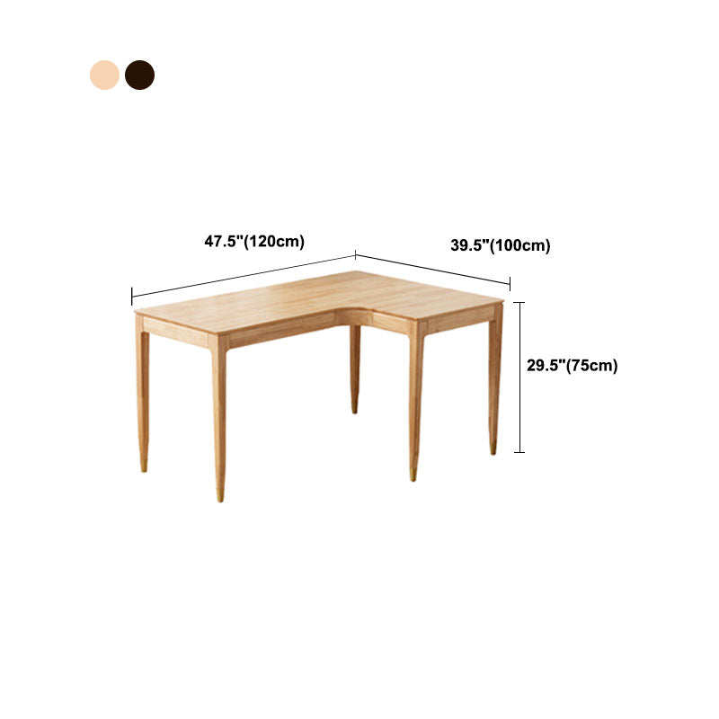 L-shape Solid Wood Office Desk Modern Corner Writing Desk with 4 Legs