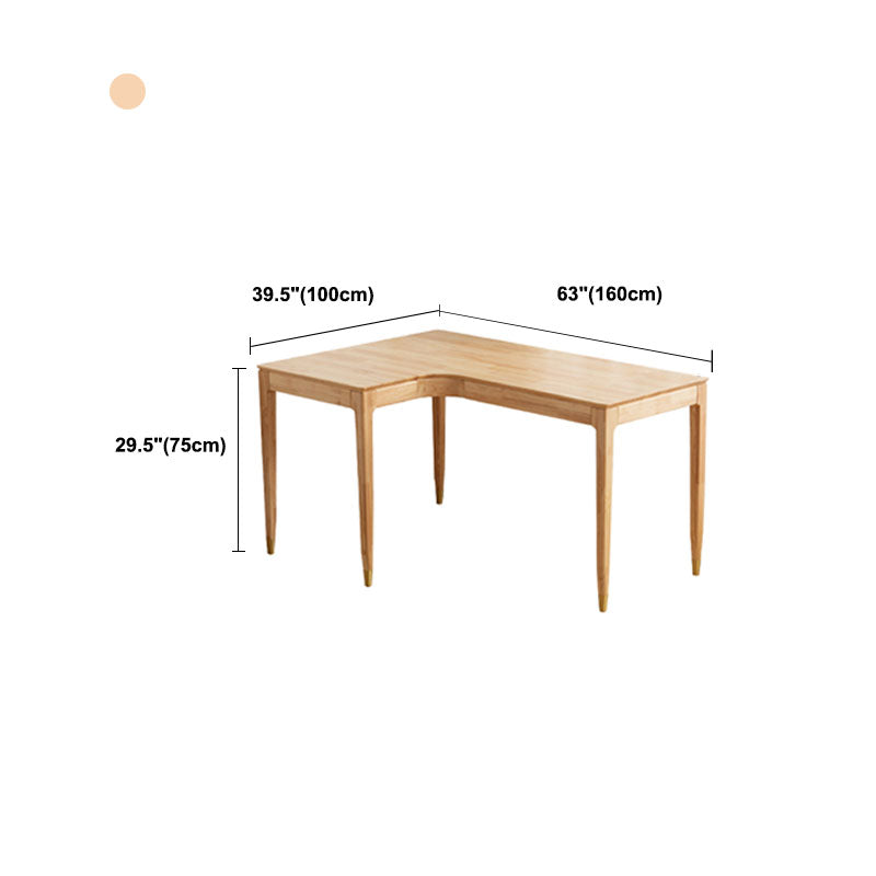 L-shape Solid Wood Office Desk Modern Corner Writing Desk with 4 Legs