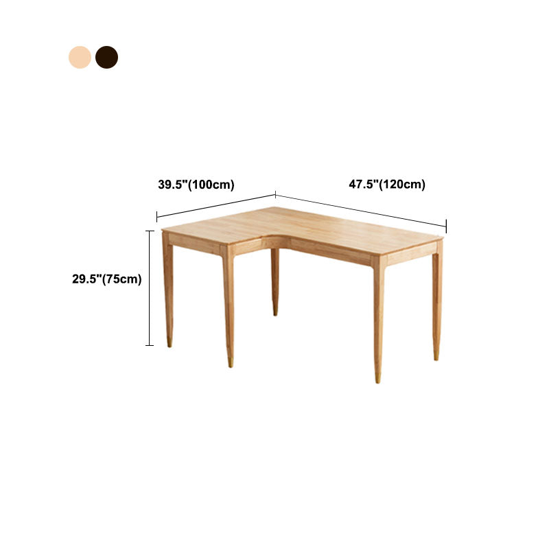 L-shape Solid Wood Office Desk Modern Corner Writing Desk with 4 Legs