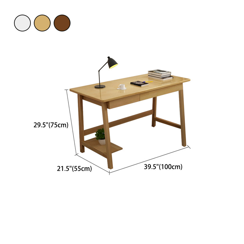 29.5" H Solid Wood Office Desk Modern Writing Desk with 2 Drawers