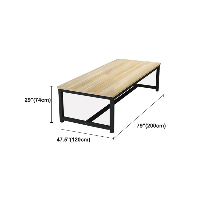 29" H Wooden Office Desk Modern Rectangle Meeting Desk with H-shape Base