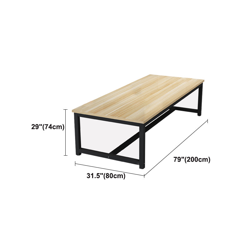 29" H Wooden Office Desk Modern Rectangle Meeting Desk with H-shape Base