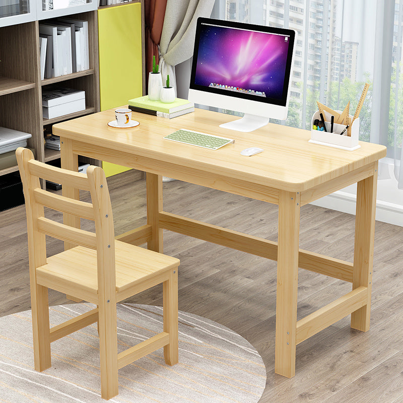 29.5" H Pine Office Desk Modern Home Writing Desk with H-shape Base