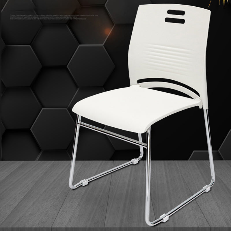 Plastic Armless Upholstered Office Chair No Wheels Modern Office Chair