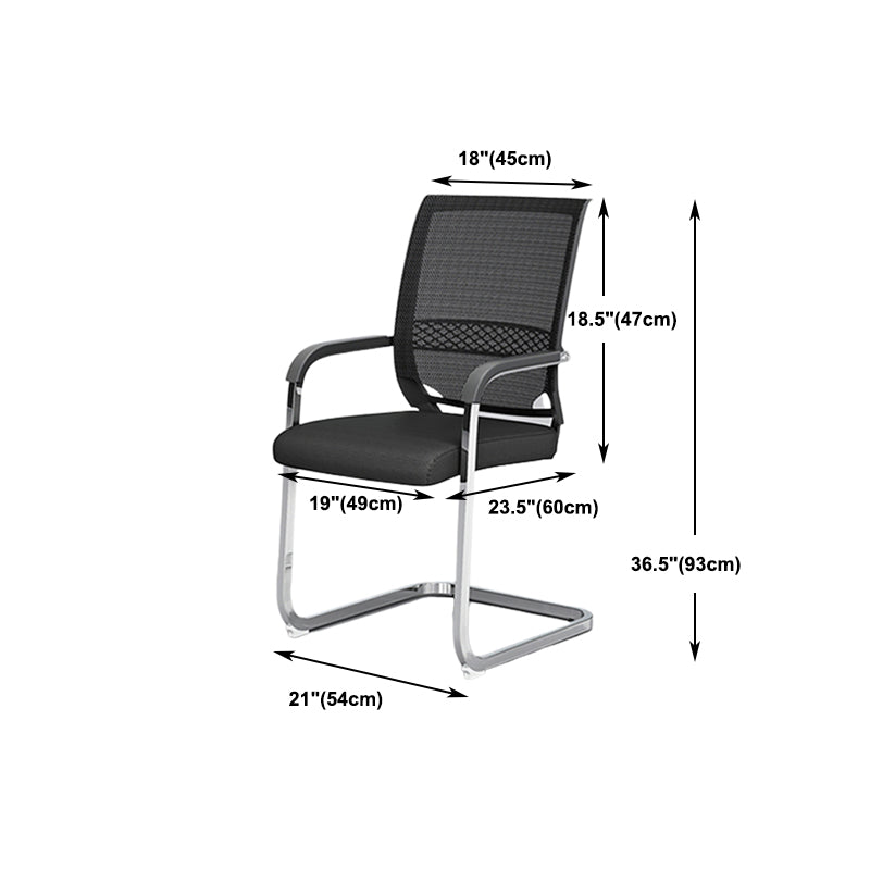 Steel No Wheels Office Chair Fixed Arms Modern Black Office Chair