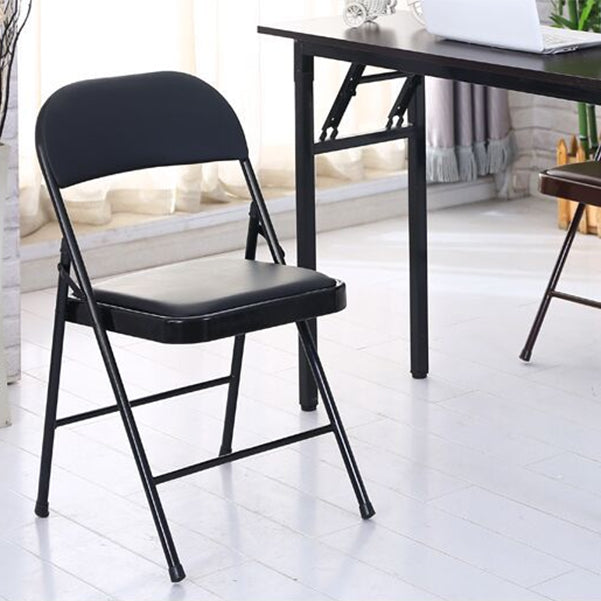 Modern Armless Upholstered Office Chair Leather Metal Office Chair