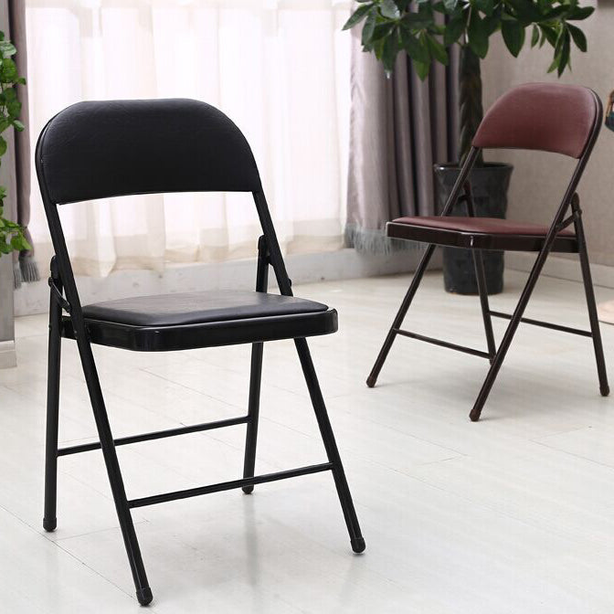 Modern Armless Upholstered Office Chair Leather Metal Office Chair