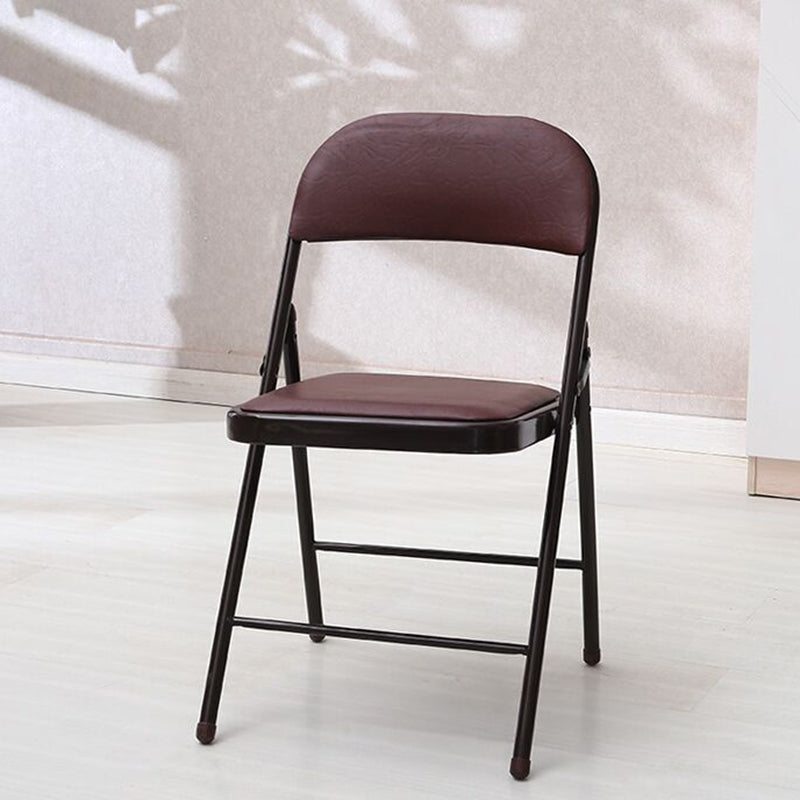 Modern Armless Upholstered Office Chair Leather Metal Office Chair