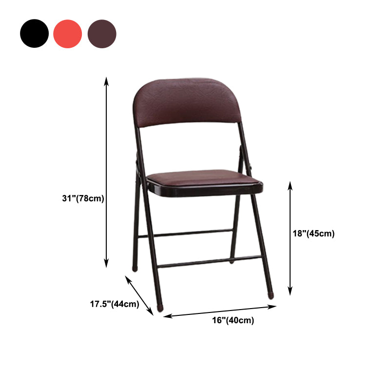 Modern Armless Upholstered Office Chair Leather Metal Office Chair