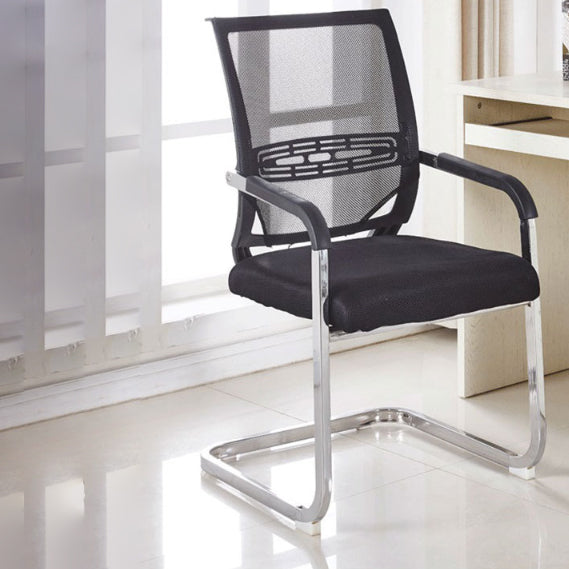 Black Fixed Arms Modern Office Chair Steel No Wheels Office Chair