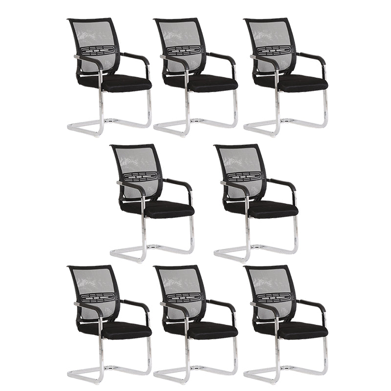 Black Fixed Arms Modern Office Chair Steel No Wheels Office Chair